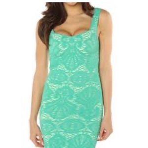 Intametely Free People bodycon crochet dress turquoise boho style size medium